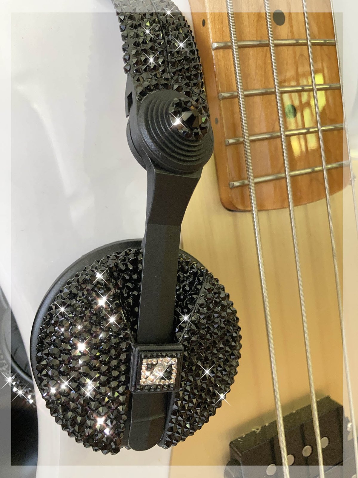 Custom Crystal Jet Black Sennheiser HD 25 Headphones | Crystalskins
